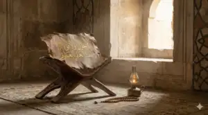 Kaligrafi Arab bacaan Hauqolah La haula wala quwwata illa billah yang artinya tiada daya upaya kecuali pertolongan Allah. Nama baik Allah yang disebutkan dalam kalimat hauqolah adalah al-'Aliy dan al-'Azhim.