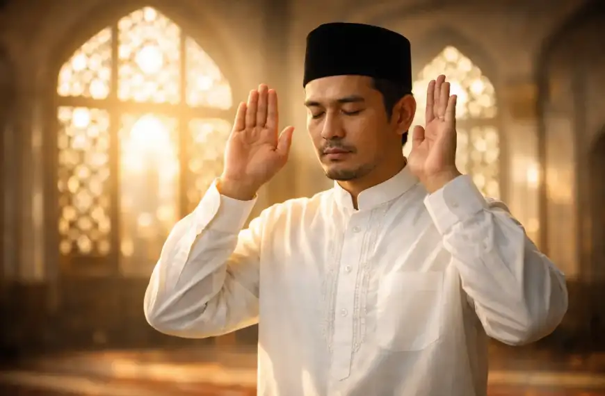 Ilustrasi gambar gerakan takbiratul ihram