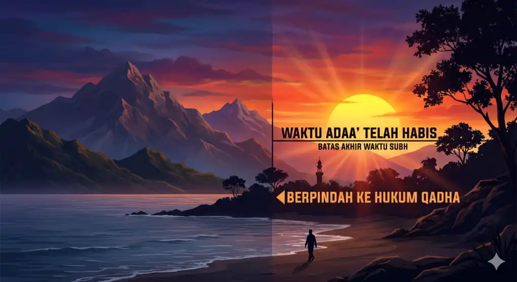 Batas Waktu Sholat Subuh Sampai Jam Berapa? Ini Penjelasan Lengkap Fiqih Syafi'i 5 Gambar ilustrasi pemandangan ufuk timur di mana piringan matahari mulai menyembul, yang secara fiqih menandakan batas akhir waktu sholat subuh tunai (adaa') telah habis dan berpindah status menjadi qadha.Gambar ilustrasi pemandangan ufuk timur di mana piringan matahari mulai menyembul, yang secara fiqih menandakan batas akhir waktu sholat subuh tunai (adaa') telah habis dan berpindah status menjadi qadha.