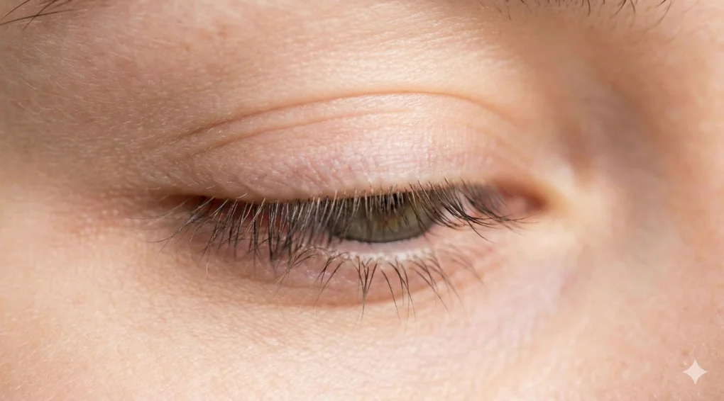 Jangan Andalkan Diri Sendiri: Bedah Doa 'Rahmataka Arju' Riwayat Abu Bakrah 3 Foto makro mata manusia yang sedang berkedip, visualisasi tharfata 'ain dalam doa Nabi agar tidak ditinggalkan Allah walau sekejap.