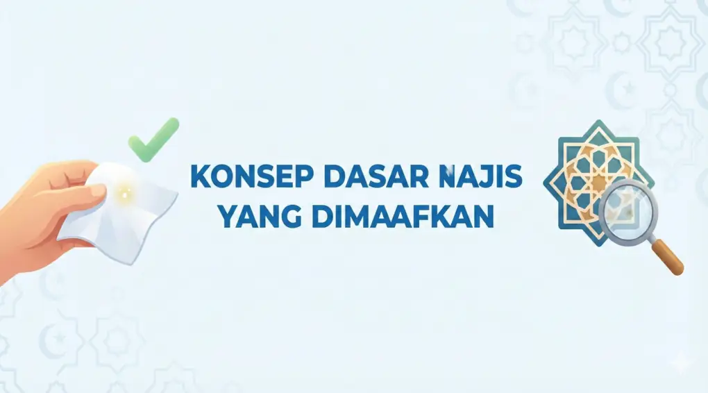 Ilustrasi konsep dasar fiqih Syafi'i mengenai batasan najis yang dimaafkan berdasarkan pandangan mata dan 'urf (kebiasaan).