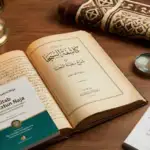 Kitab Kashifatus Saja syarah Safinatun Naja terbuka di atas meja kayu sebagai referensi utama tanda baligh menurut ilmu fiqih.