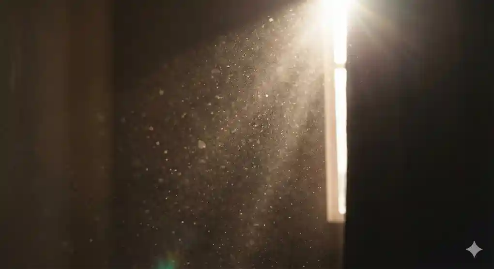 Apakah Suntik, Infus, dan Obat Tetes Membatalkan Puasa? Bedah Tuntas Kaidah Masuknya Benda ke Rongga Tubuh 4 Partikel debu yang beterbangan terlihat jelas di bawah sorotan sinar matahari yang masuk melalui jendela.