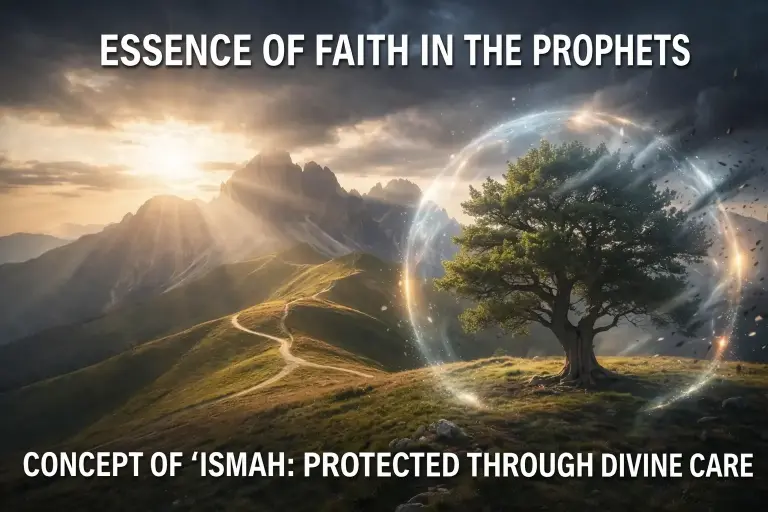 Shafi'i School of Jurisprudence: The Complete Guide to Islamic Law, Prayers, and Tasawuf 1 Illustration representing the concept of ‘ismah and the essence of faith in the prophets in Islamic theology.