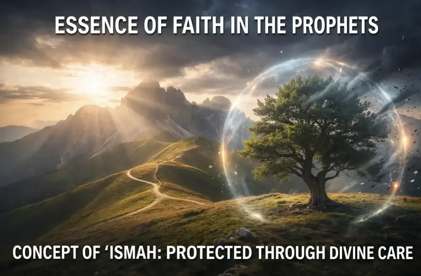 Illustration representing the concept of ‘ismah and the essence of faith in the prophets in Islamic theology.