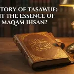 History of Tasawuf: Is It Truly the Core of Maqam Ihsan? Illustration discussing the history of tasawuf (Islamic mysticism) and its relationship with the concept of maqam ihsan.