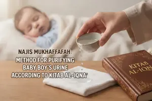 Home 15 Illustration explaining how to purify baby boy urine according to Islamic jurisprudence (najis mukhaffafah).