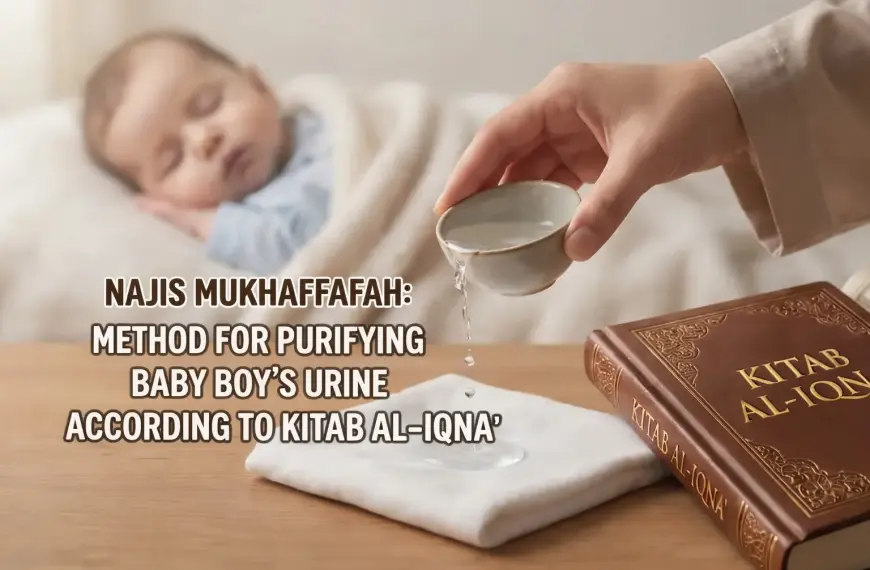 Home 11 Illustration explaining how to purify baby boy urine according to Islamic jurisprudence (najis mukhaffafah).