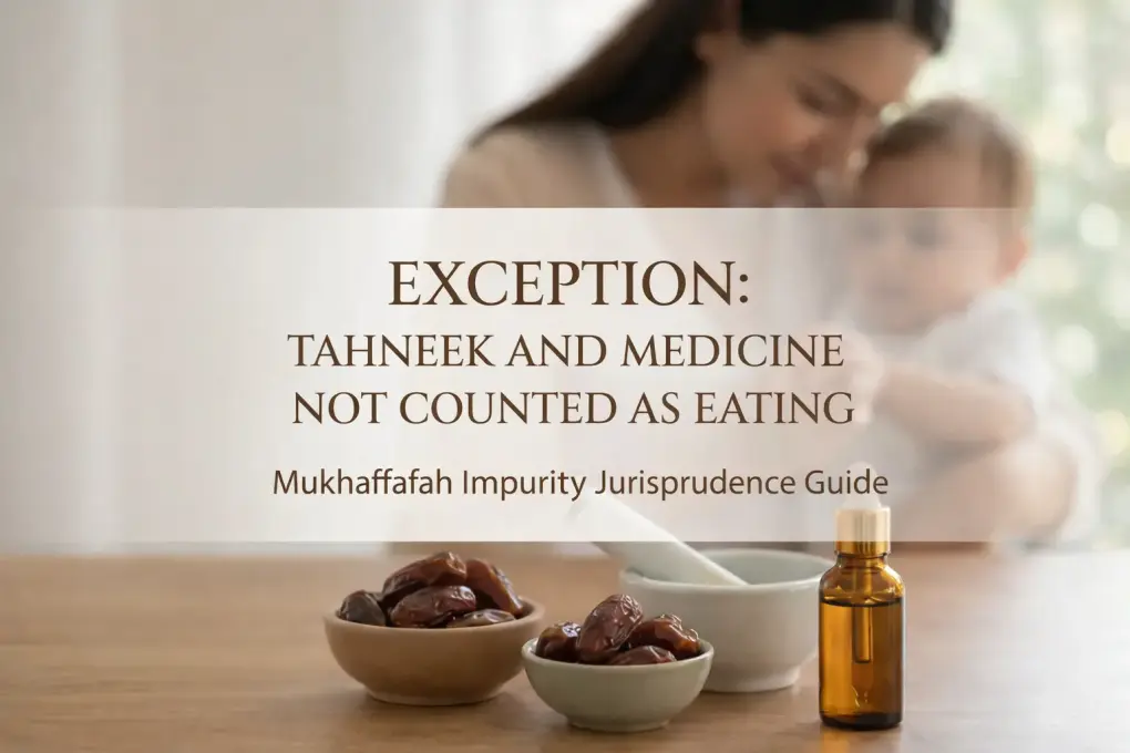 Understanding Najis Mukhaffafah: How to Purify Baby Boy Urine in Shafi'i Fiqh 2 Illustration explaining that tahnik and medicine are not considered food in the ruling of baby urine impurity.