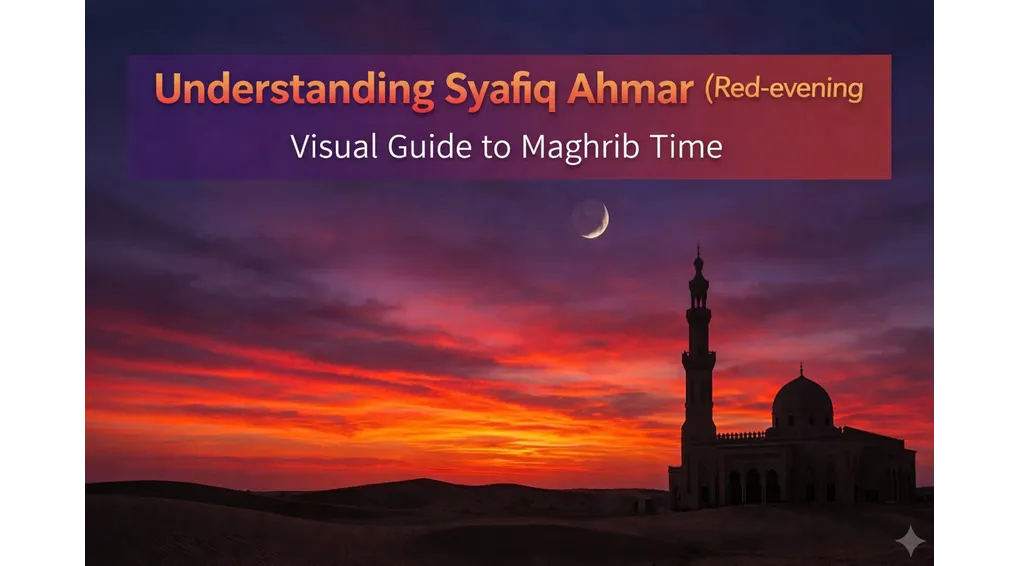 The End of Maghrib Time: Asna al-Matalib's Explanation on Shafaq Ahmar 2 Sunset sky with red twilight illustrating the concept of syafaq ahmar as a visual sign related to Maghrib prayer time.