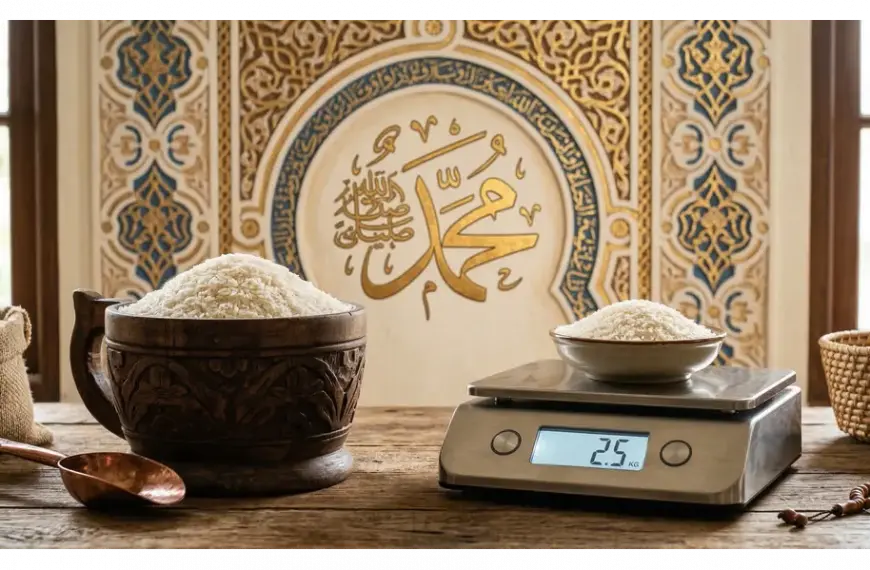 Home 13 traditional wooden 1 sha measure filled with rice and modern 2.5 kg digital scale for zakat fitr