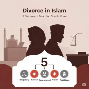 Home 9 Infographic explaining the five legal rulings of divorce (talaq) in Islamic jurisprudence.
