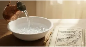 Home 21 A modestly dressed Muslim woman in a proper hijab sitting reverently, holding a Quran in a bright mosque.