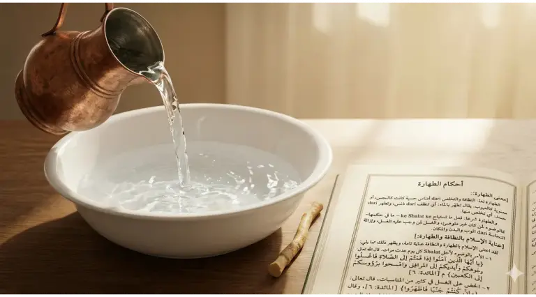 Home 1 A modestly dressed Muslim woman in a proper hijab sitting reverently, holding a Quran in a bright mosque.