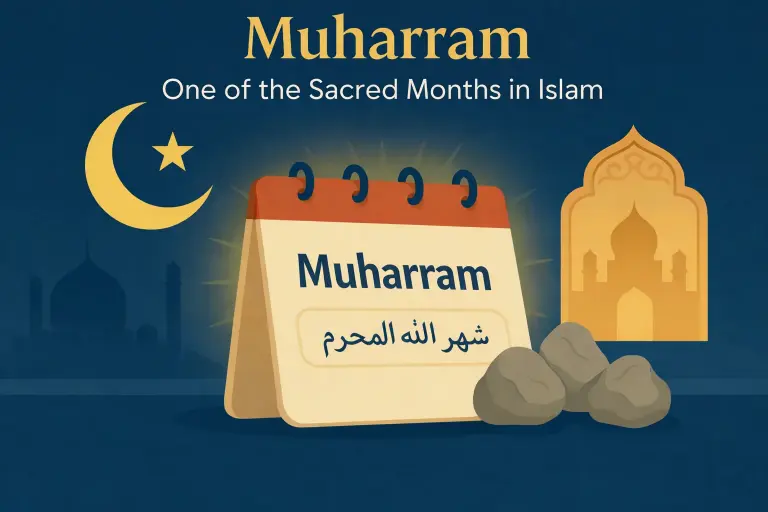 Home 1 Illustration representing the Islamic month of Muharram as one of the sacred months in Islam.