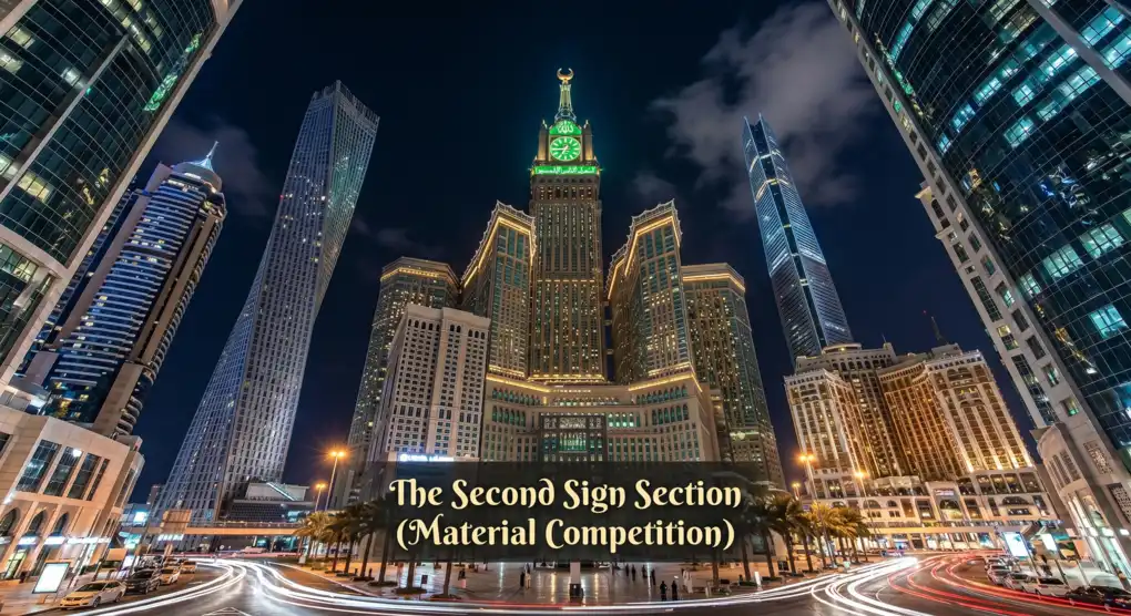 Hadith Jibril: Signs of the End Times Already Visible Before Our Eyes 4 Low-angle night photography featuring magnificent skyscrapers in the Arabian Peninsula competing in height.