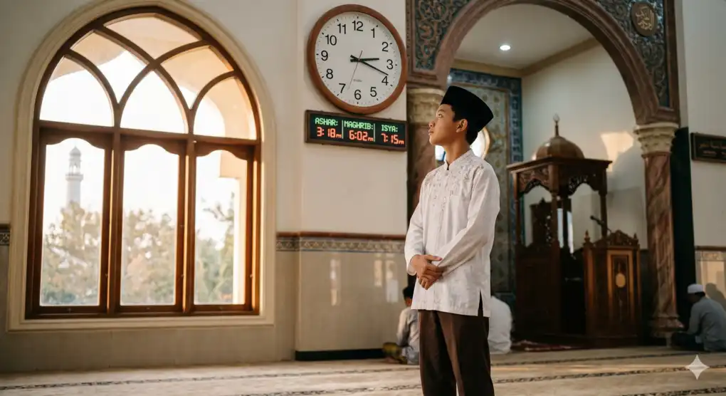 Reaching Puberty in the Middle of Prayer Time: Is Immediate Prayer Obligatory? 1 A visually appealing featured image illustrating the concept of time limits and constraints in Shafi'i jurisprudence regarding obligatory prayers.