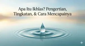 Gambar ilustrasi minimalis berupa tetesan air yang jatuh di atas permukaan air tenang, melambangkan hakikat kemurnian niat dan ikhlas dalam beribadah kepada Allah Ta'ala berdasarkan kaidah tasawuf.