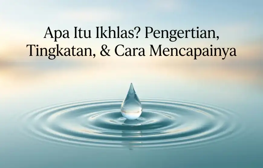 Gambar ilustrasi minimalis berupa tetesan air yang jatuh di atas permukaan air tenang, melambangkan hakikat kemurnian niat dan ikhlas dalam beribadah kepada Allah Ta'ala berdasarkan kaidah tasawuf.
