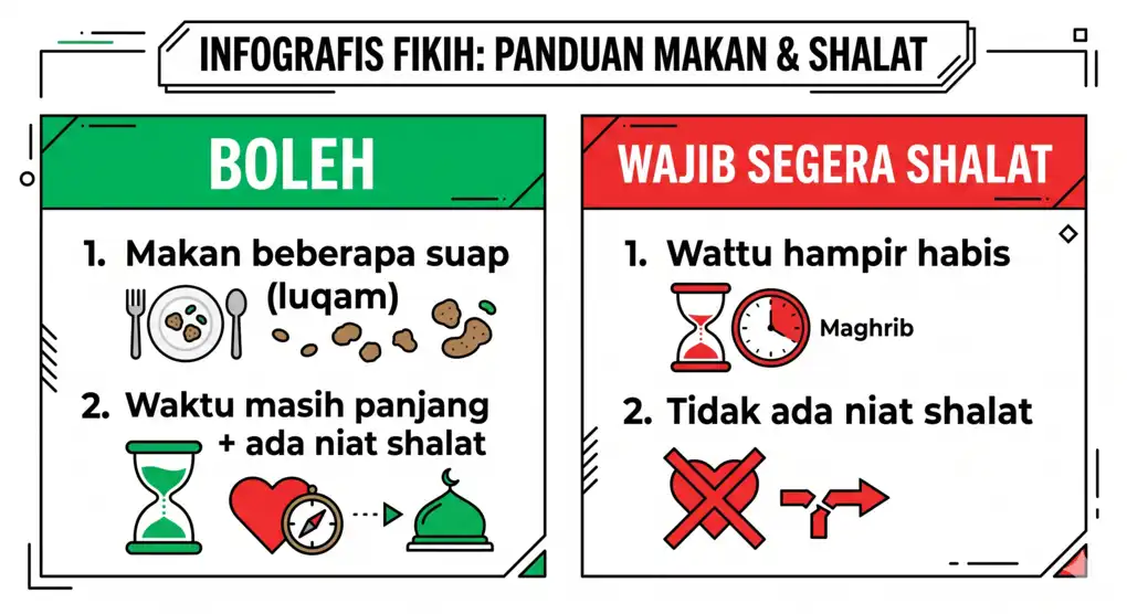 Infografis hukum menunda shalat untuk makan menurut Mazhab Syafi'i