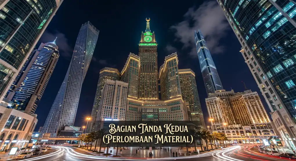 Tanda-Tanda Akhir Zaman dalam Hadits Jibril yang Sudah Terjadi di Depan Mata 4 Fotografi malam hari dari bawah ke atas menampilkan gedung-gedung pencakar langit megah di Semenanjung Arab yang berlomba-lomba meninggi.