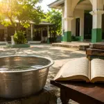 Sun-heated water in a metal container according to Shafi'i fiqh.