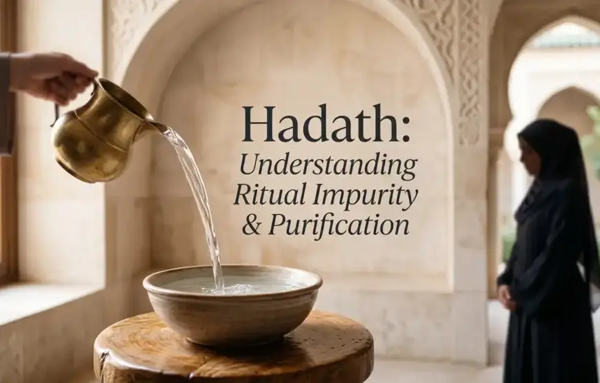 Shafi'i School of Jurisprudence: The Complete Guide to Islamic Law, Prayers, and Tasawuf 7 Deskripsi: Main featured image for a fiqh article explaining the definition of hadath and methods of purification in Islam according to the Shafi'i madhhab.