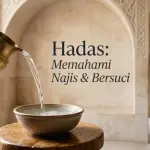 Gambar fitur utama artikel fikih tentang pengertian hadats dan cara bersuci (thaharah) dalam Islam sesuai Madzhab Syafi'i.