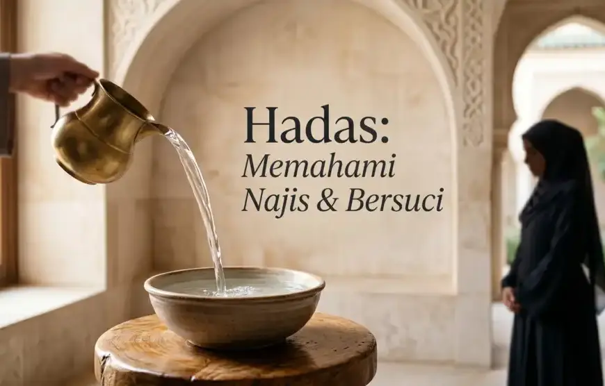 Kajian Fiqh Madzhab Syafi'i: Panduan Lengkap Hukum Islam, Doa, dan Tasawuf 31 Gambar fitur utama artikel fikih tentang pengertian hadats dan cara bersuci (thaharah) dalam Islam sesuai Madzhab Syafi'i.
