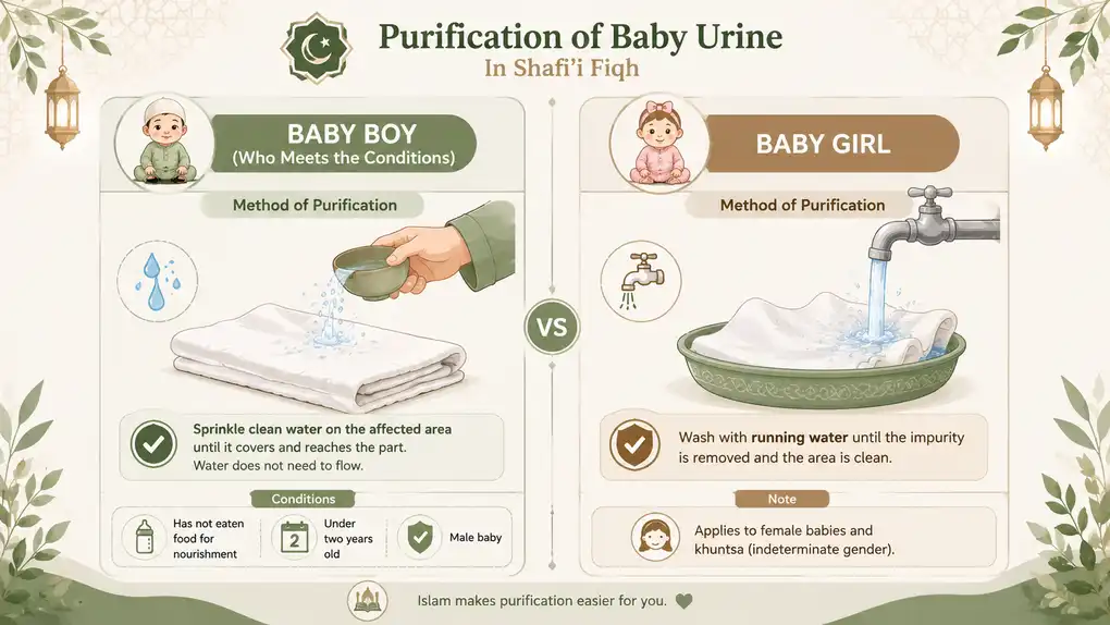 Understanding Najis Mukhaffafah: How to Purify Baby Boy Urine in Shafi'i Fiqh 5 Comparison diagram of how to purify baby boy and baby girl urine in Shafi'i fiqh